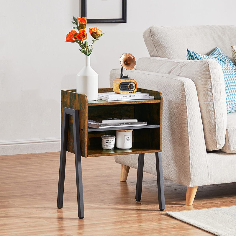 17 Stories Set Of 2 Industrial Style Bedside Tables Wayfair